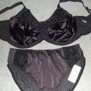 38K Elomi CAITLYN Black Bra & 2X Brief Panty Set